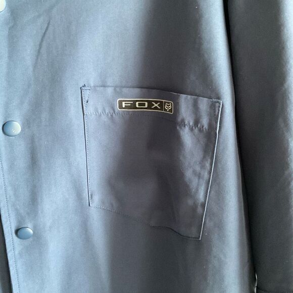 Fox Dress Shirt Collar Snap Button Front Blue 1 Pocket Short Sleeve Men XL - Picture 10 of 13